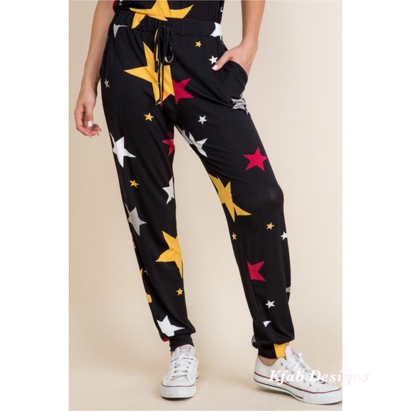 ⭐️LAST 1! Star Print Soft Jersey Pocket Joggers! - Picture 5 of 7